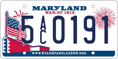 MD license plate 5AC0191