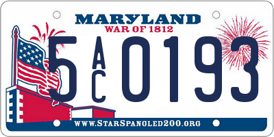 MD license plate 5AC0193