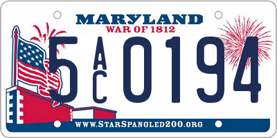 MD license plate 5AC0194