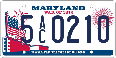 MD license plate 5AC0210
