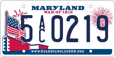 MD license plate 5AC0219