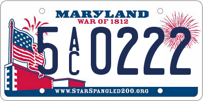 MD license plate 5AC0222