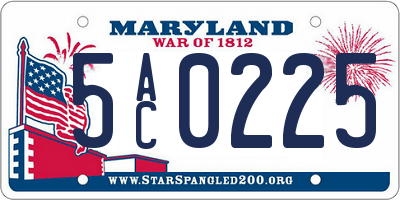 MD license plate 5AC0225