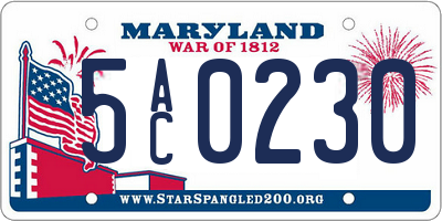 MD license plate 5AC0230