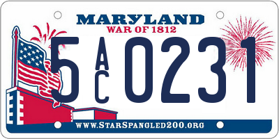 MD license plate 5AC0231