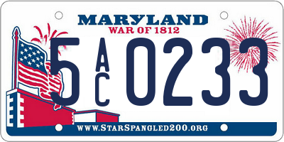 MD license plate 5AC0233