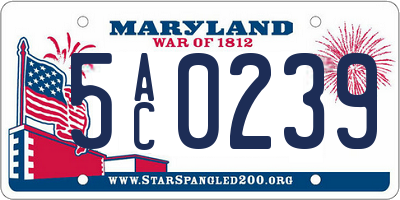 MD license plate 5AC0239