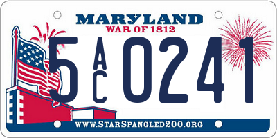 MD license plate 5AC0241