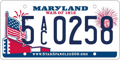 MD license plate 5AC0258