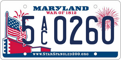 MD license plate 5AC0260