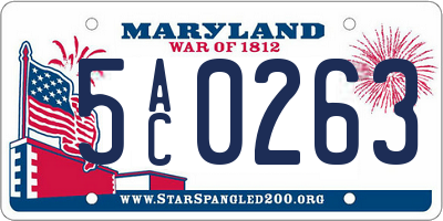 MD license plate 5AC0263