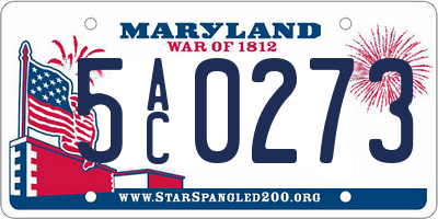 MD license plate 5AC0273