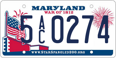 MD license plate 5AC0274