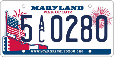 MD license plate 5AC0280