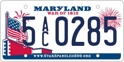 MD license plate 5AC0285