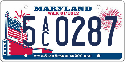 MD license plate 5AC0287
