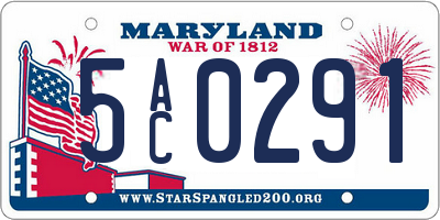 MD license plate 5AC0291