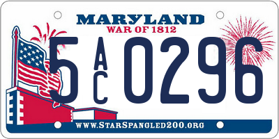 MD license plate 5AC0296