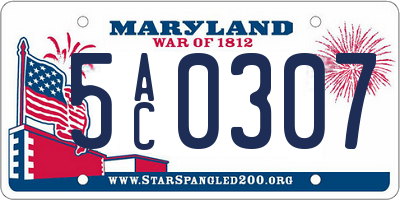 MD license plate 5AC0307