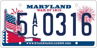 MD license plate 5AC0316