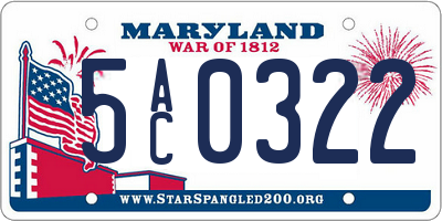 MD license plate 5AC0322