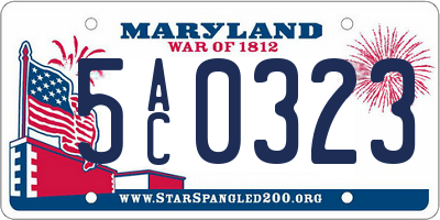 MD license plate 5AC0323