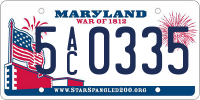 MD license plate 5AC0335