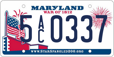 MD license plate 5AC0337
