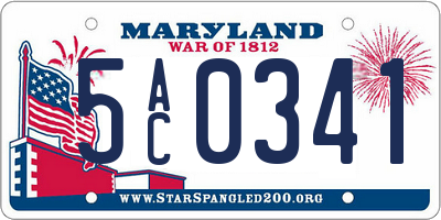 MD license plate 5AC0341