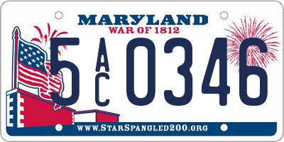 MD license plate 5AC0346