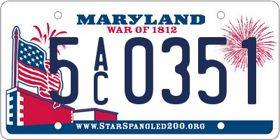 MD license plate 5AC0351