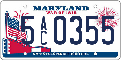MD license plate 5AC0355