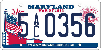 MD license plate 5AC0356