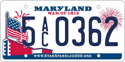 MD license plate 5AC0362