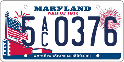 MD license plate 5AC0376