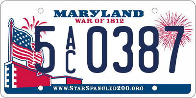 MD license plate 5AC0387