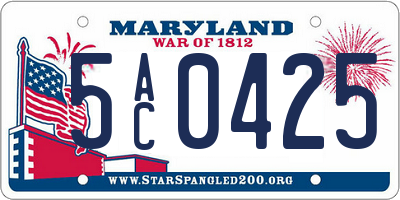 MD license plate 5AC0425