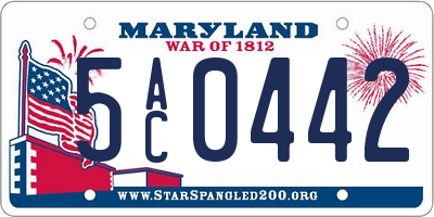 MD license plate 5AC0442