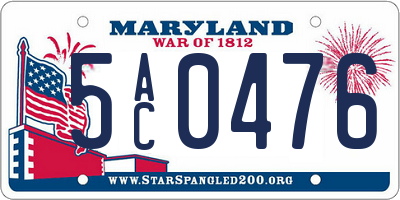MD license plate 5AC0476