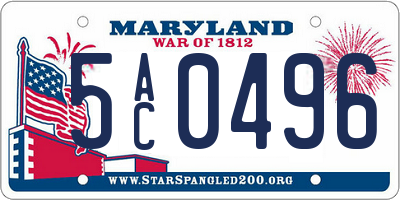 MD license plate 5AC0496