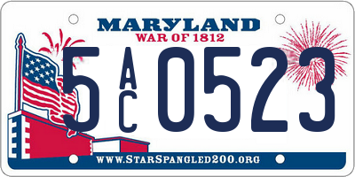 MD license plate 5AC0523
