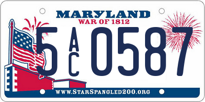 MD license plate 5AC0587