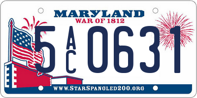 MD license plate 5AC0631