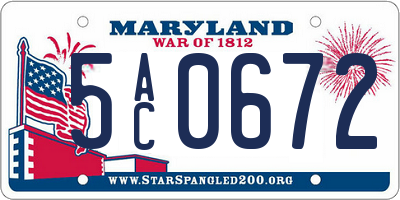 MD license plate 5AC0672
