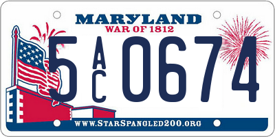 MD license plate 5AC0674
