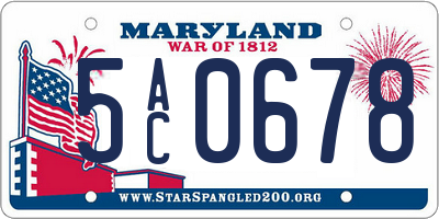 MD license plate 5AC0678