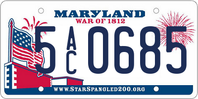 MD license plate 5AC0685