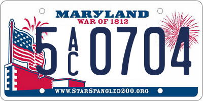 MD license plate 5AC0704