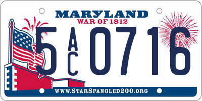MD license plate 5AC0716