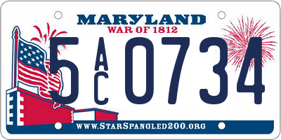 MD license plate 5AC0734